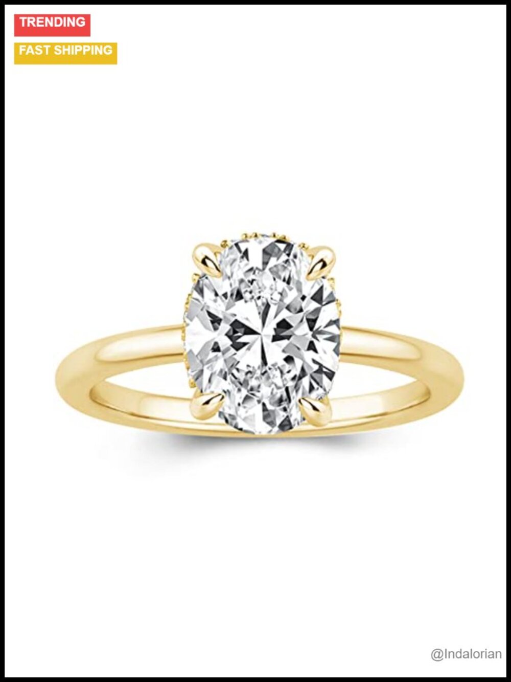14K Gold Thick Plated 925 Silver Oval Engagement Ring 1.5ct/5.5ct